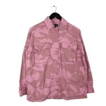 Topshop Topshop Pink Dyed Camouflage Button Down S