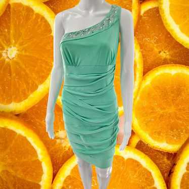 Designer Deb Mint Green One Shoulder Dress with B… - image 1