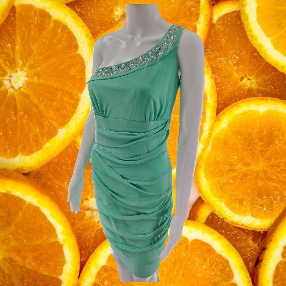Designer Deb Mint Green One Shoulder Dress with B… - image 2