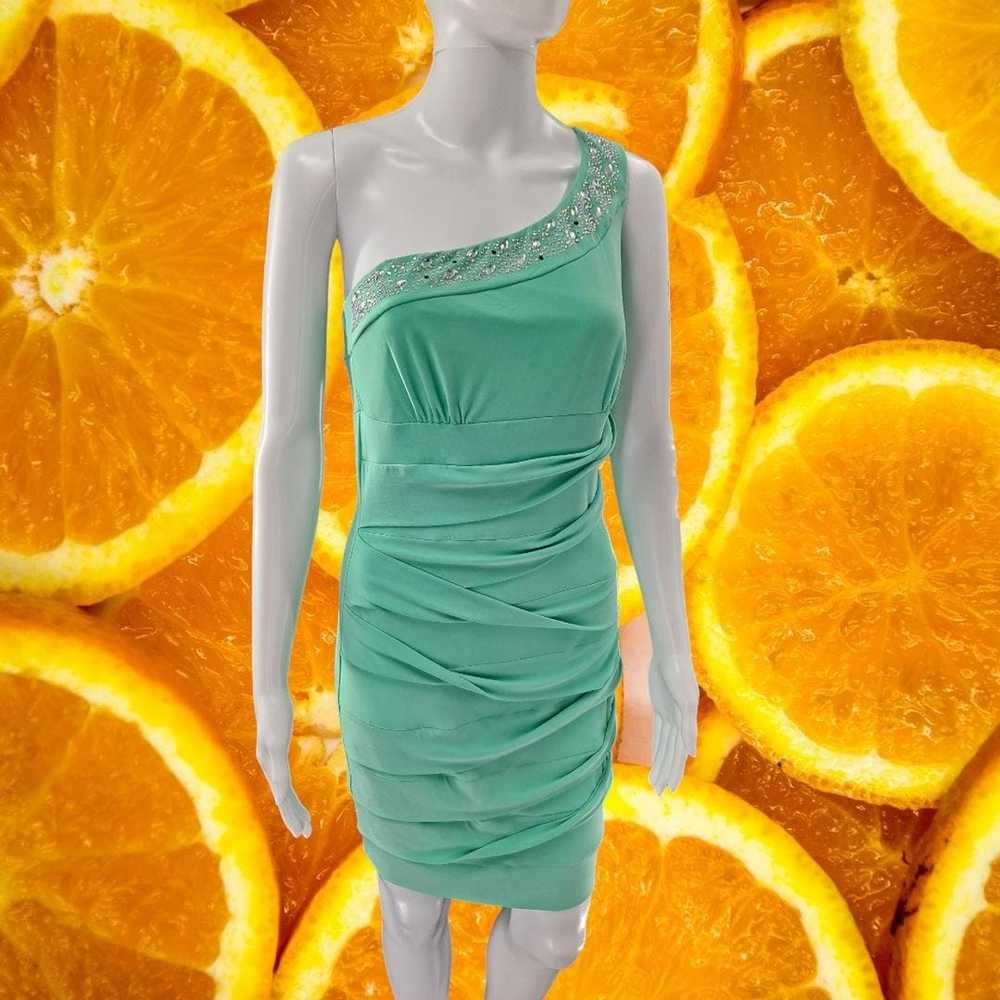 Designer Deb Mint Green One Shoulder Dress with B… - image 3