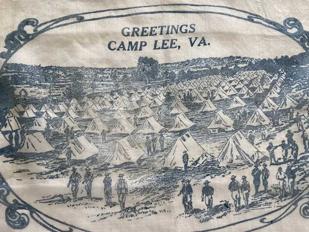 WW I Silk Handkerchief Greetings Camp Lee, Va. Fl… - image 3