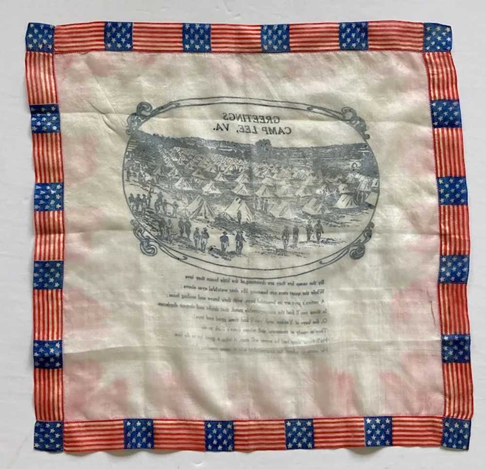 REDUCED WW I Silk Handkerchief Greetings Camp Lee… - image 5