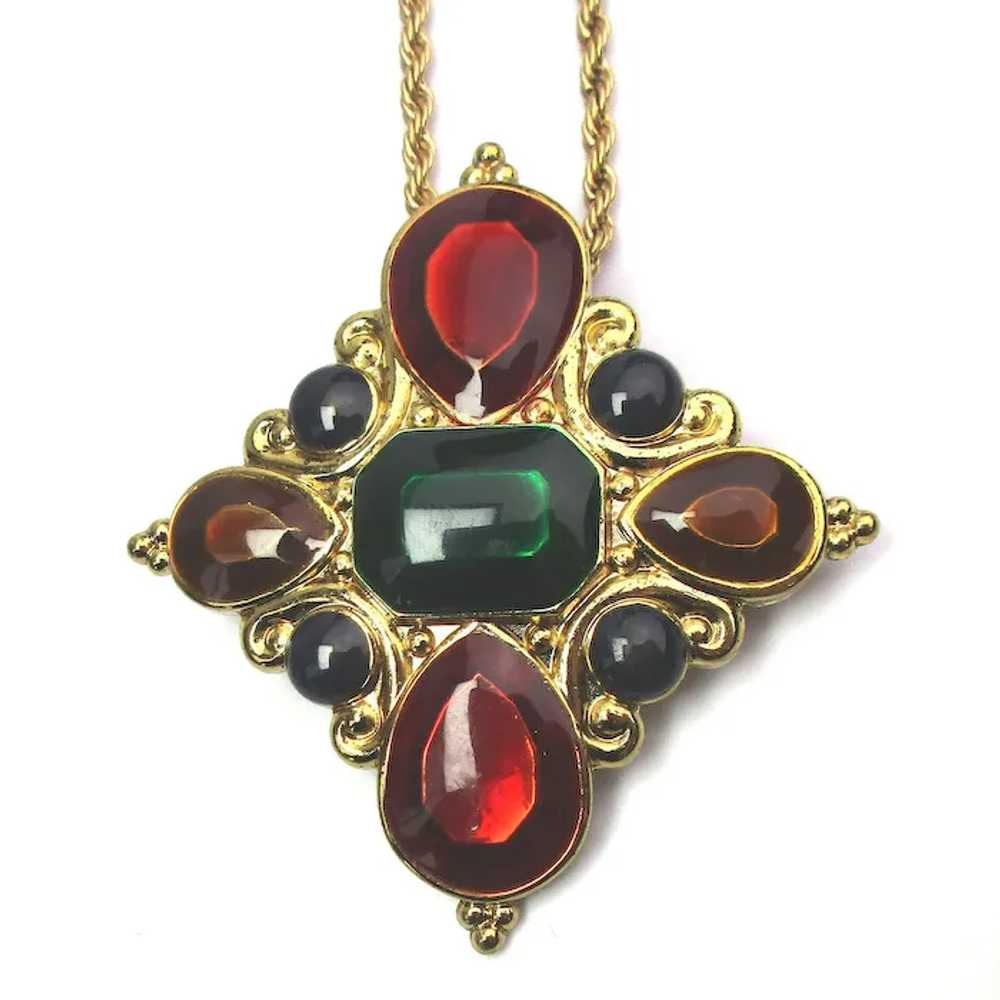 Vintage Jay Strongwater Rhinestone Necklace GF Ch… - image 2