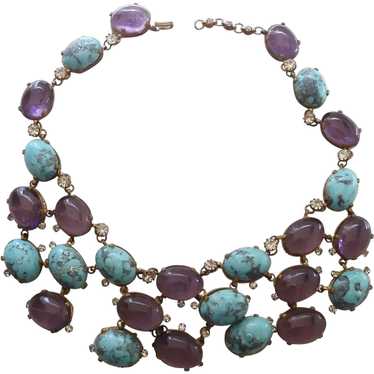 MADE IN FRANCE Amethyst Poured Glass Turquoise Ma… - image 1