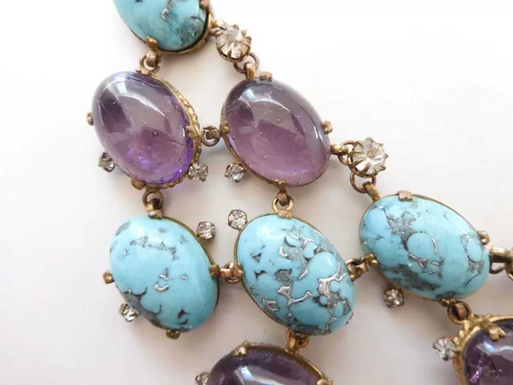 MADE IN FRANCE Amethyst Poured Glass Turquoise Ma… - image 3