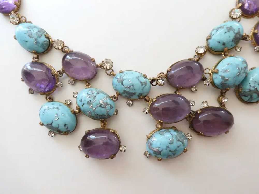 MADE IN FRANCE Amethyst Poured Glass Turquoise Ma… - image 4