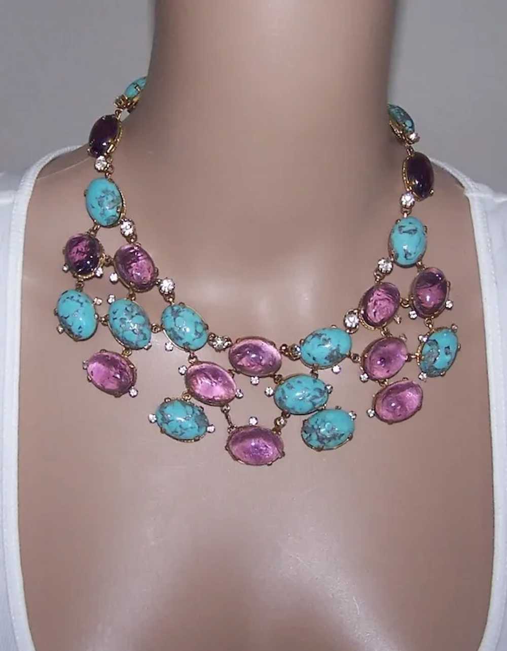 MADE IN FRANCE Amethyst Poured Glass Turquoise Ma… - image 5