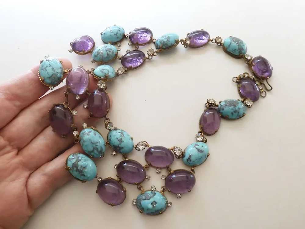 MADE IN FRANCE Amethyst Poured Glass Turquoise Ma… - image 6