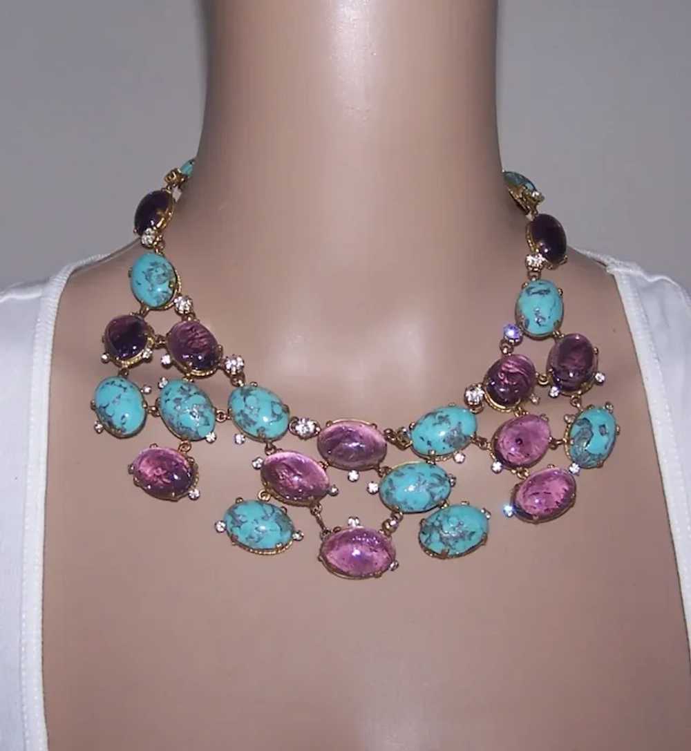 MADE IN FRANCE Amethyst Poured Glass Turquoise Ma… - image 7