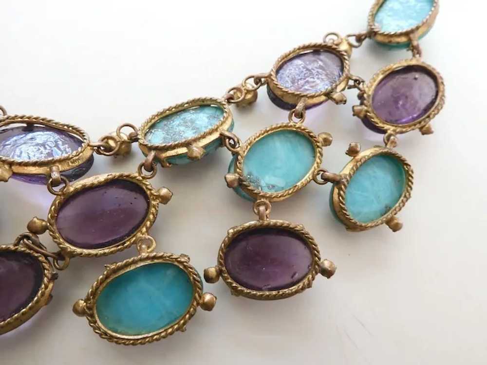 MADE IN FRANCE Amethyst Poured Glass Turquoise Ma… - image 8