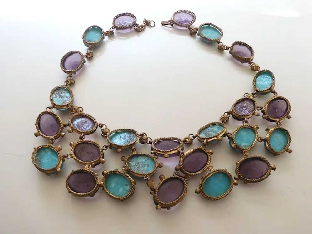 MADE IN FRANCE Amethyst Poured Glass Turquoise Ma… - image 9