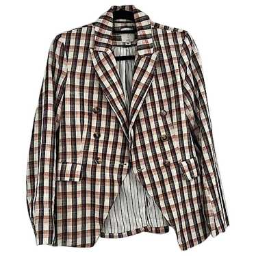 Joie black on sale and white plaid wool blend blazer Sz L