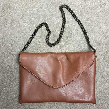 J. Crew, Bags, Jcrew Brown Leather Envelope Clutch With Chain