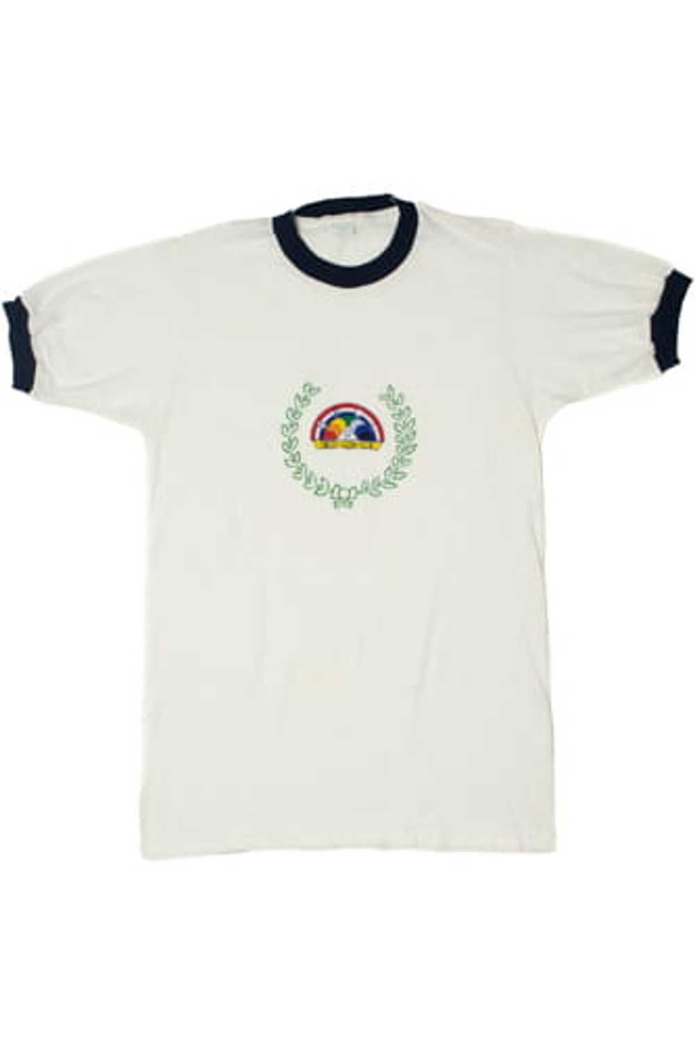 Vintage BFCL Rainbow Logo Navy Ringer T-Shirt - image 1