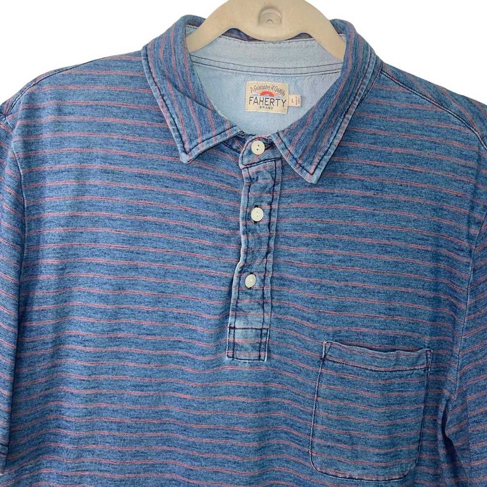 Other Faherty Mens Polo Shirt Blue Size Large Str… - image 12
