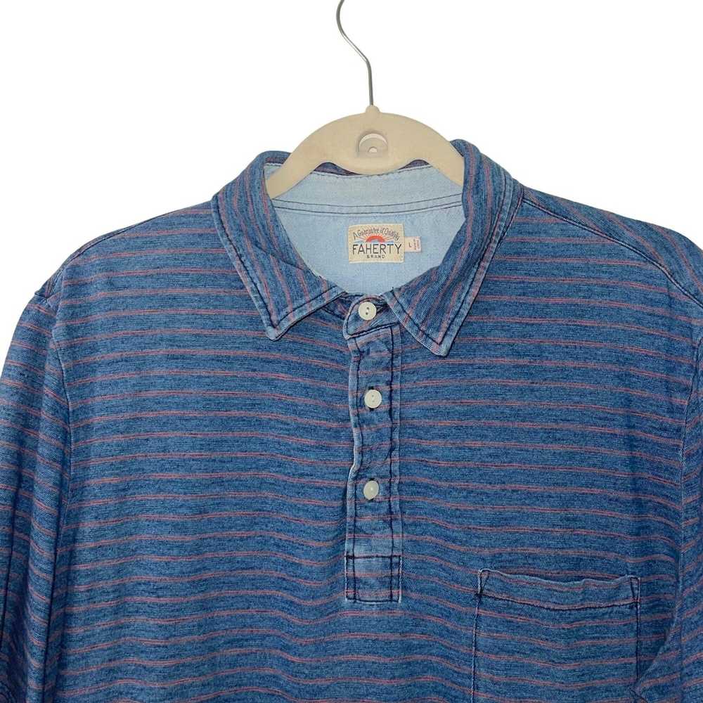 Other Faherty Mens Polo Shirt Blue Size Large Str… - image 4