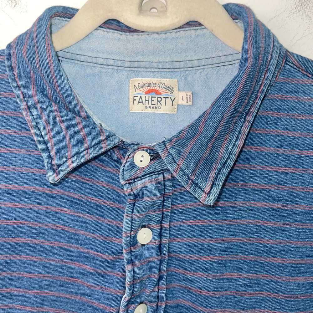 Other Faherty Mens Polo Shirt Blue Size Large Str… - image 5