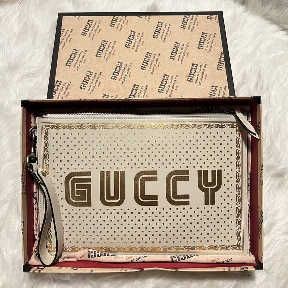 Gucci Gucci Guccy Sega Leather Pouch in off White - image 1