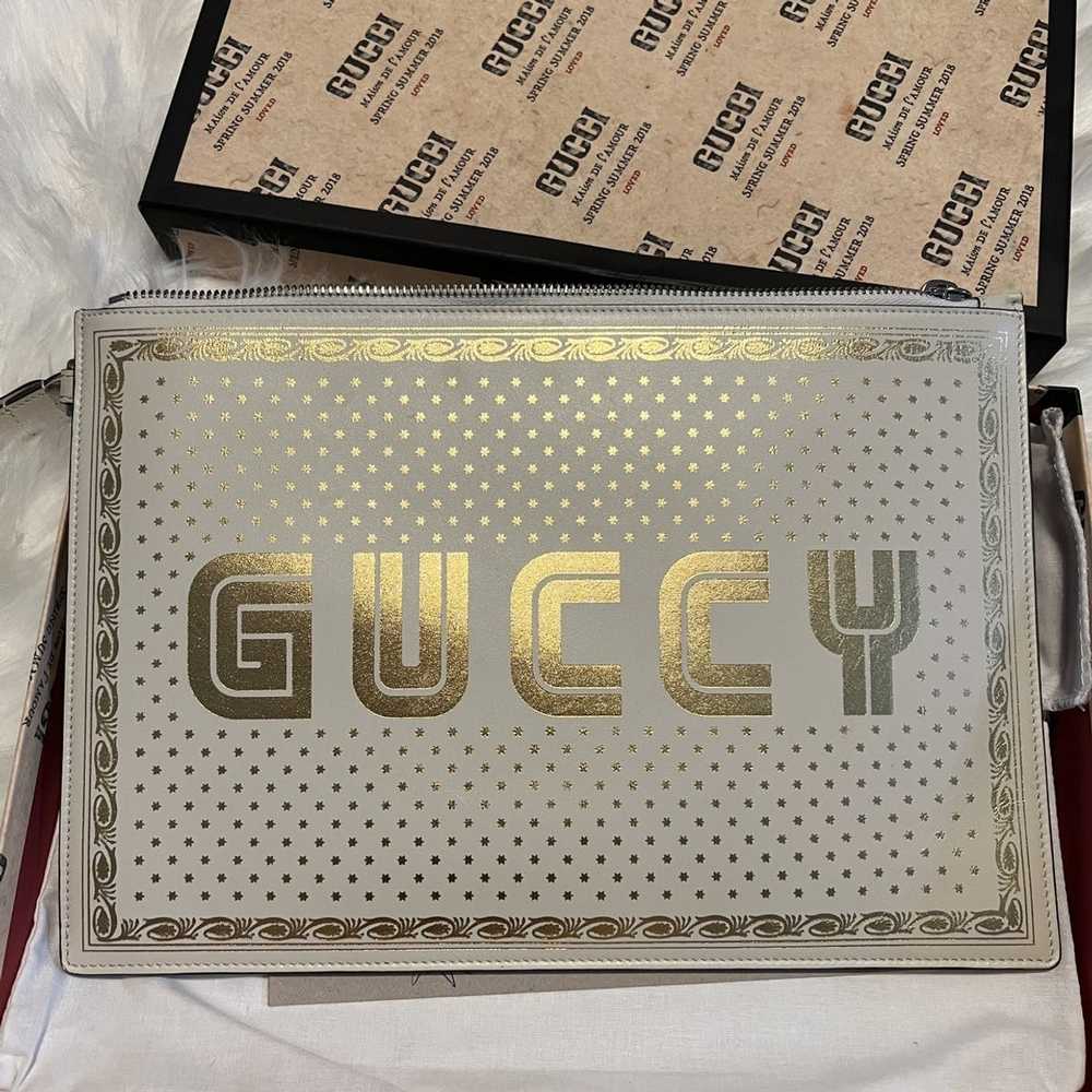 Gucci Gucci Guccy Sega Leather Pouch in off White - image 8