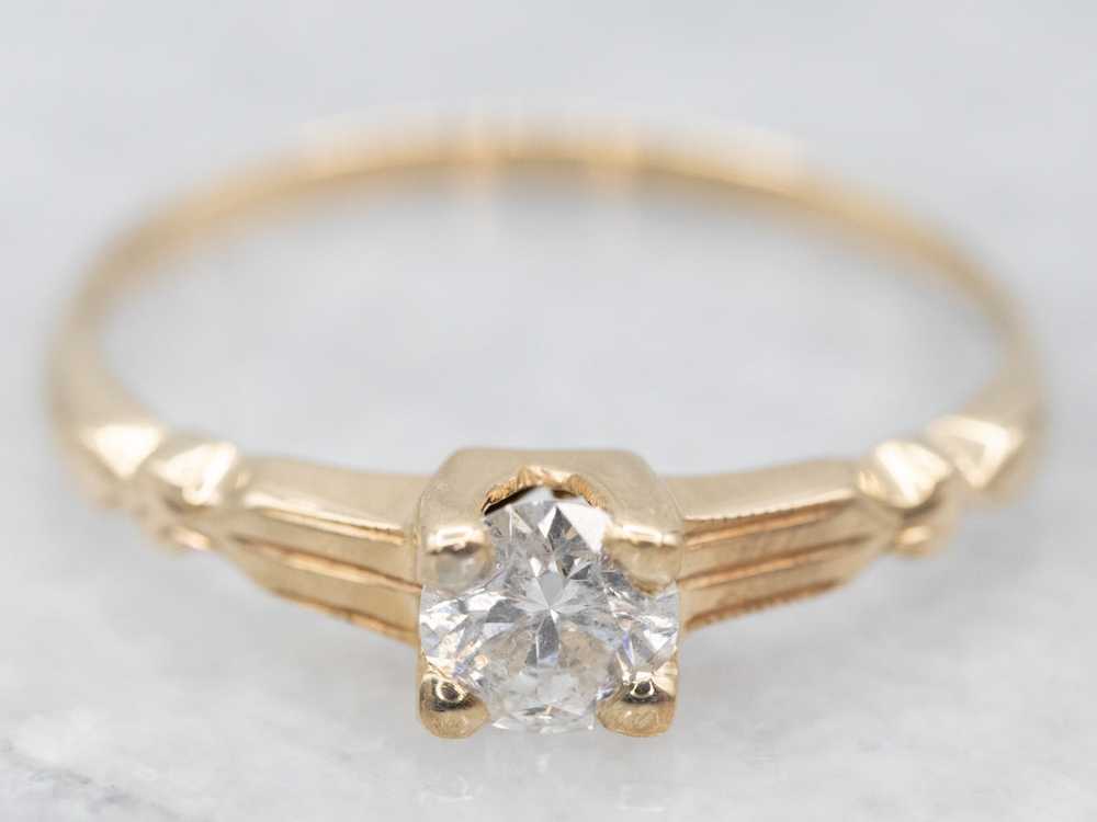 Timeless Yellow Gold Diamond Solitaire Engagement… - image 1