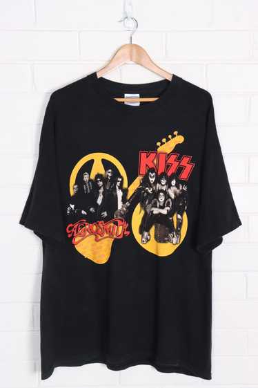 KISS & AEROSMITH Yellow & Red Music Tour Tee (XL-… - image 1