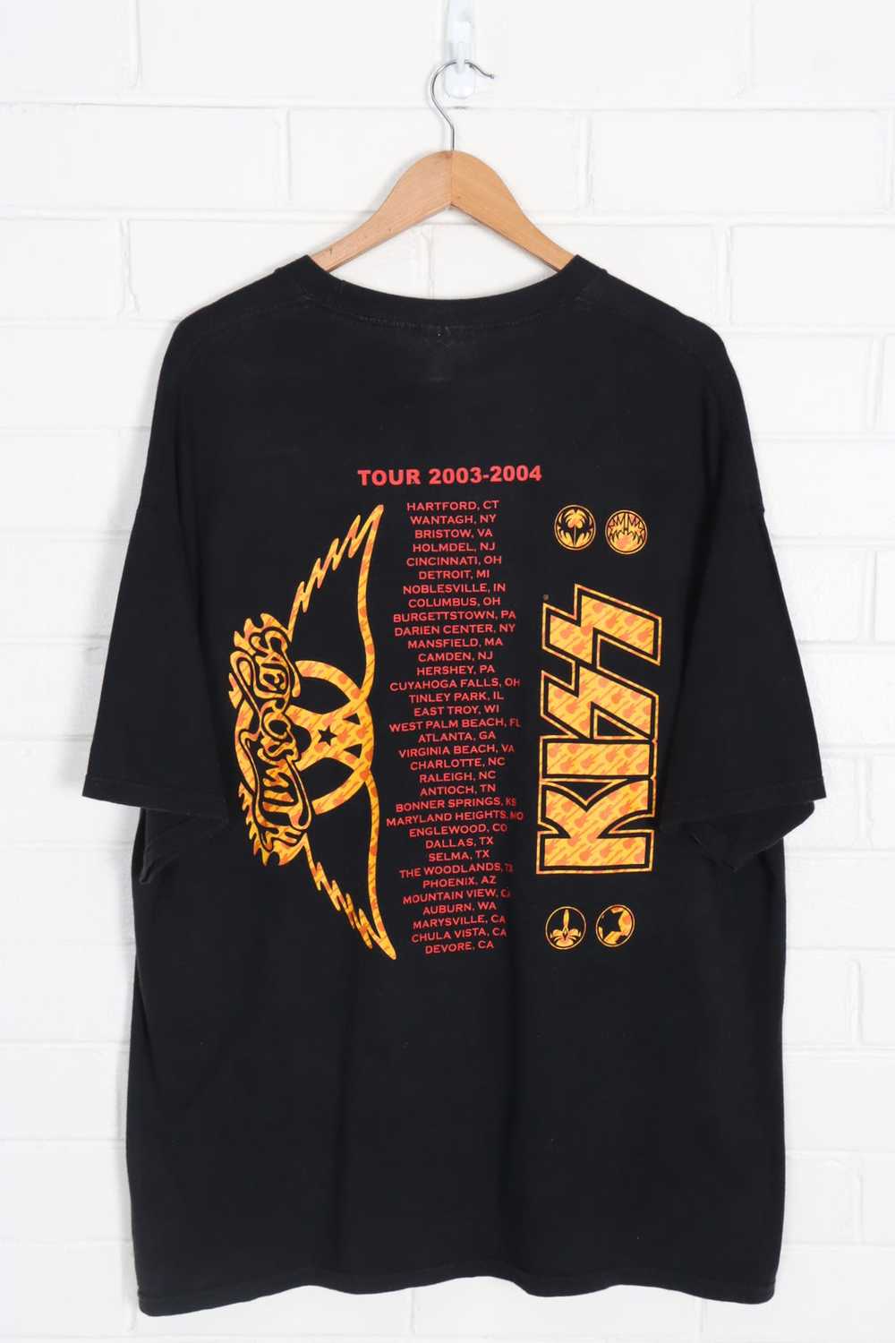 KISS & AEROSMITH Yellow & Red Music Tour Tee (XL-… - image 2