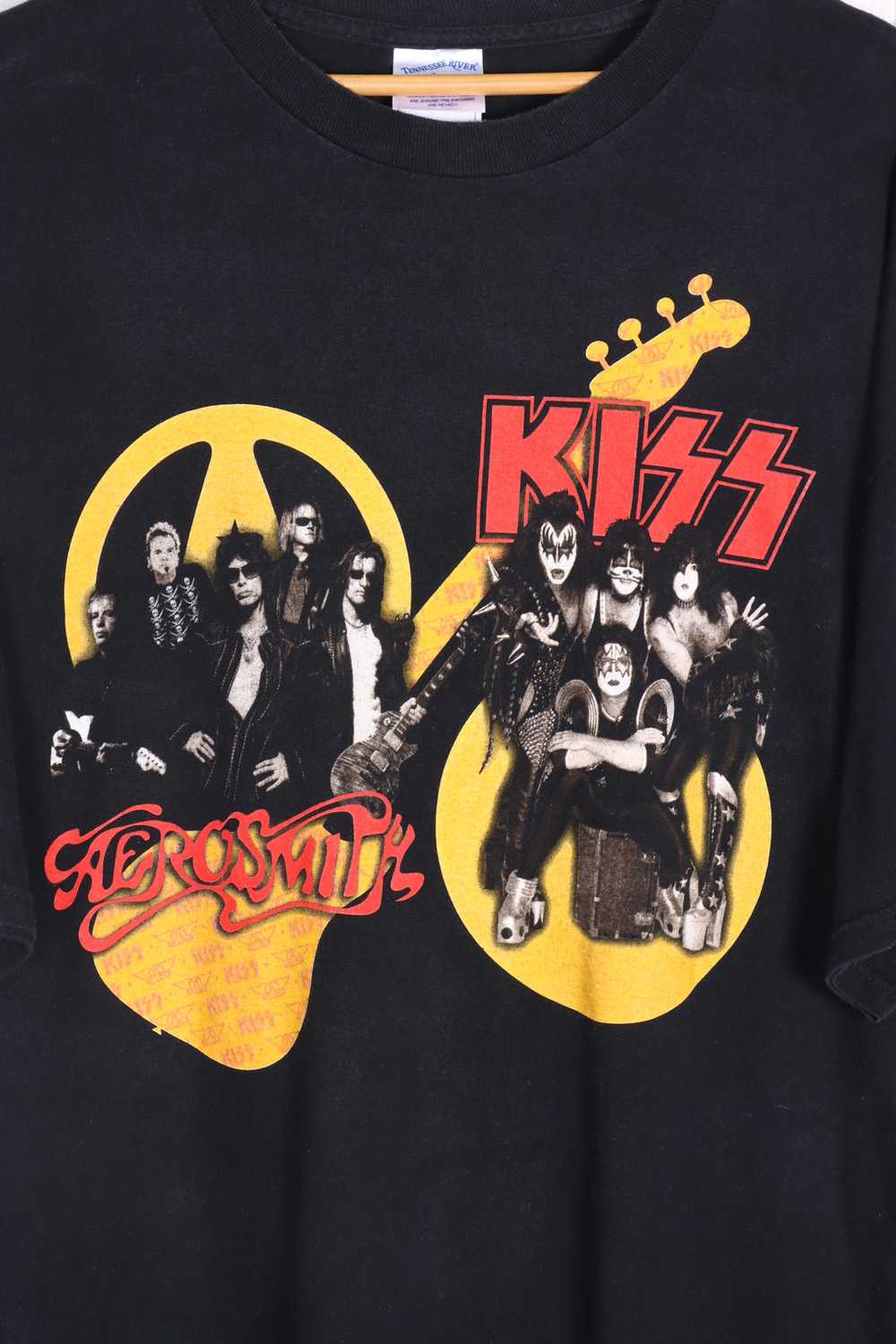 KISS & AEROSMITH Yellow & Red Music Tour Tee (XL-… - image 3