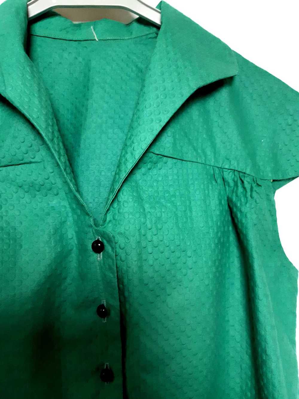 Cotton shirt - Embossed cotton shirt, emerald gre… - image 2