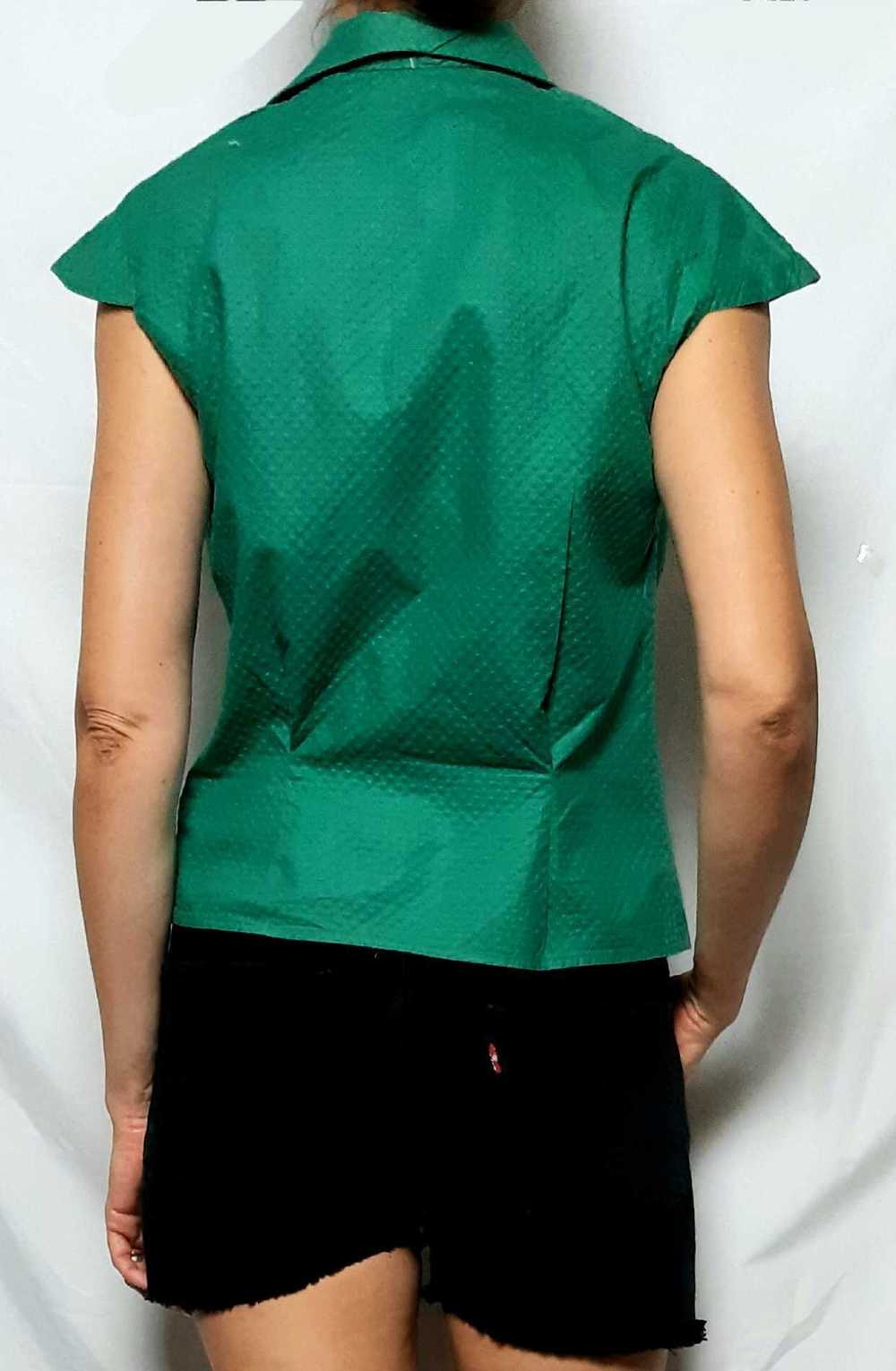 Cotton shirt - Embossed cotton shirt, emerald gre… - image 4