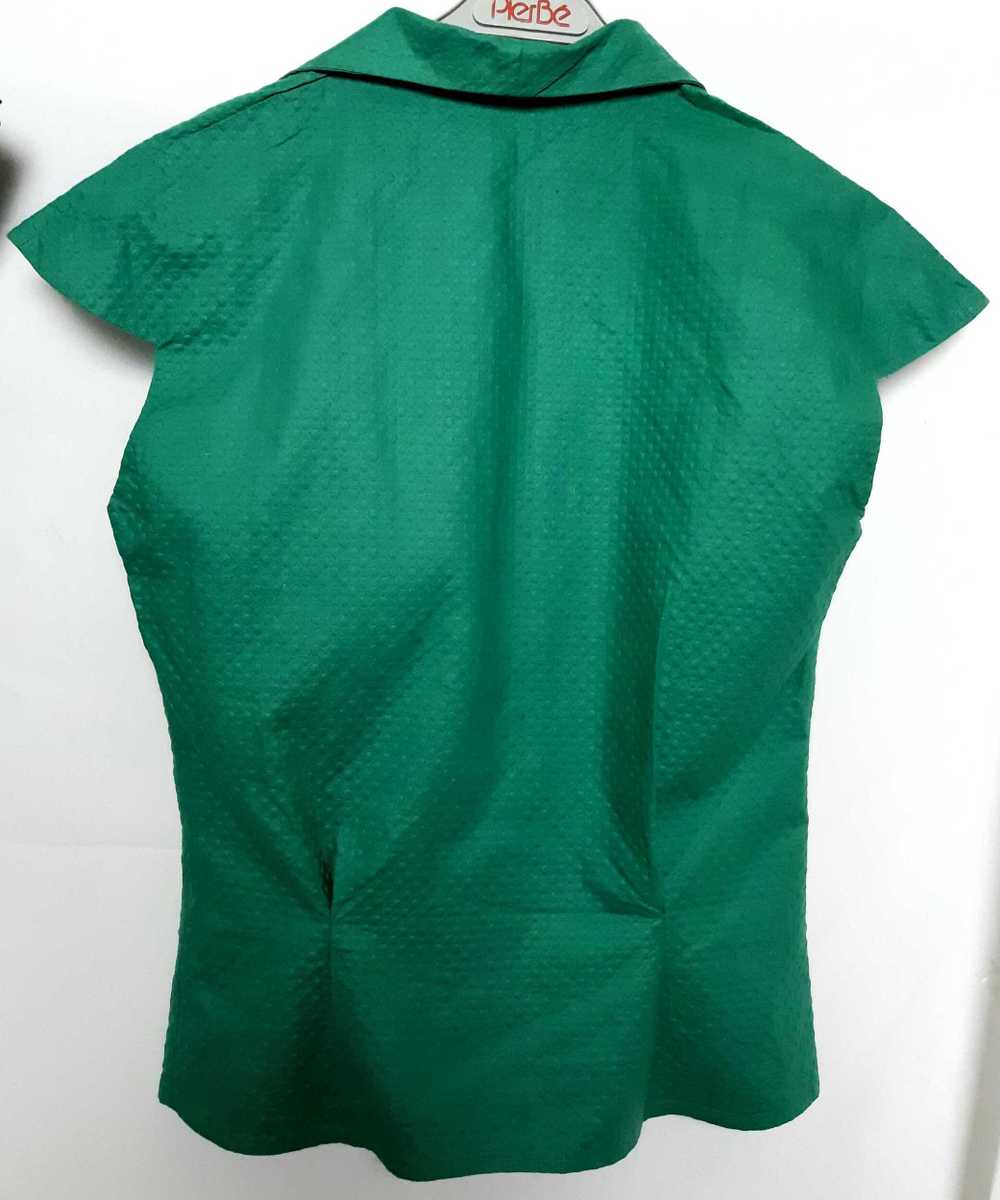 Cotton shirt - Embossed cotton shirt, emerald gre… - image 6