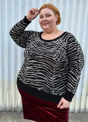 Torrid Black & Silver Animal Pattern Sweater with 