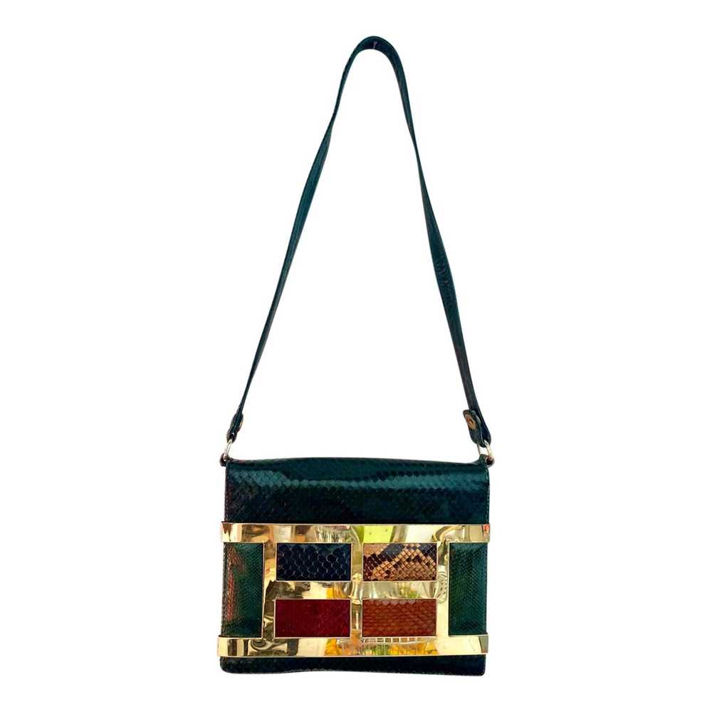 Exotic leather mini bag - Small handbag in pine g… - image 1