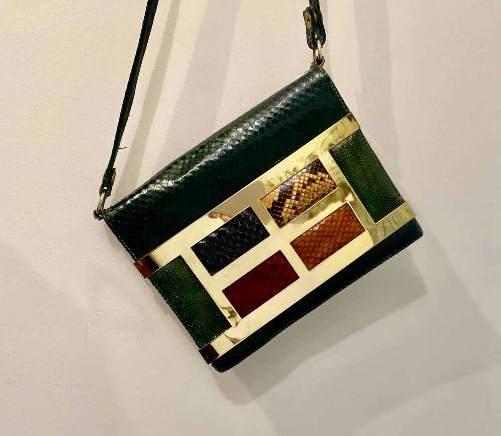 Exotic leather mini bag - Small handbag in pine g… - image 2
