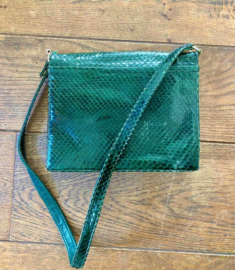 Exotic leather mini bag - Small handbag in pine g… - image 3