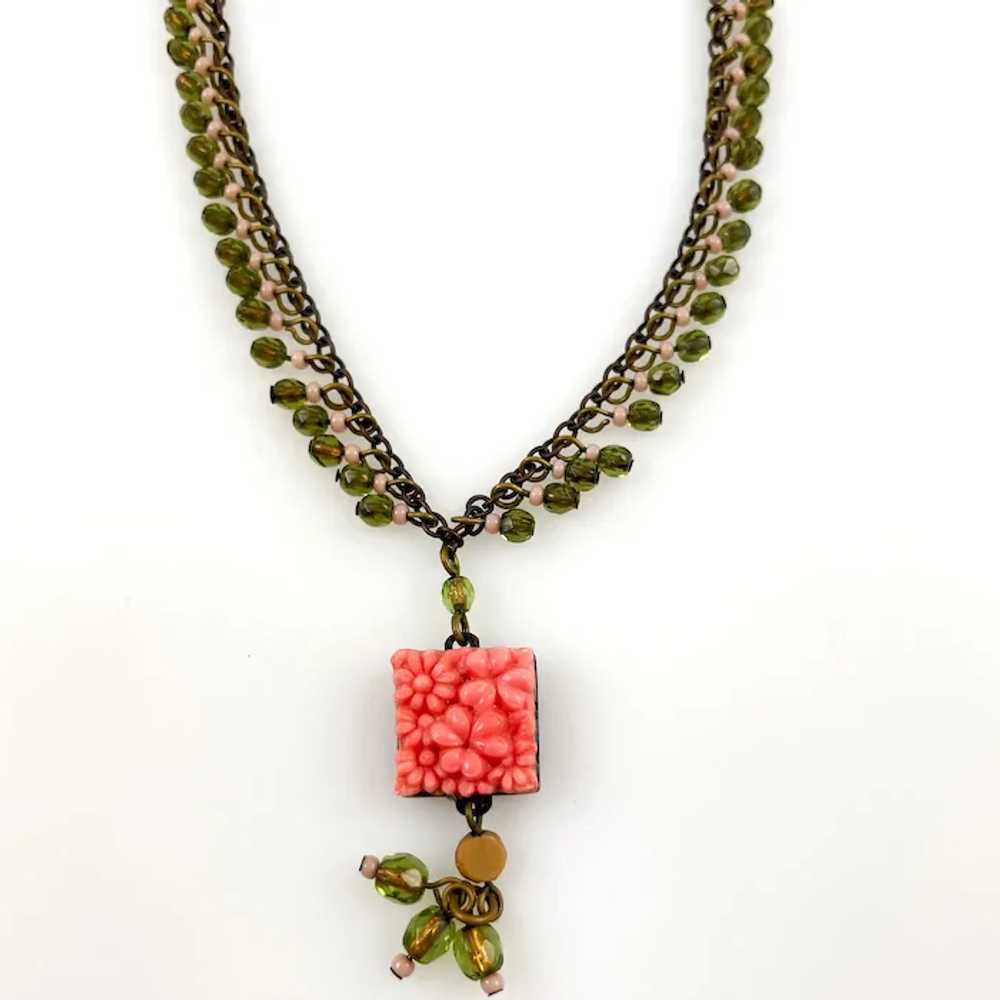 Coral & Green Designer Necklace by David Aubrey - image 5