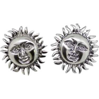 .925 Sterling Silver Sun Stud Earrings - image 1