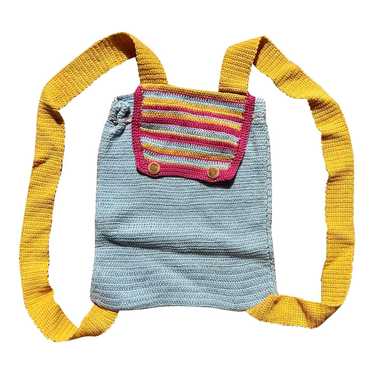 Crochet Mini Backpack - Blue cotton crochet mini … - image 1