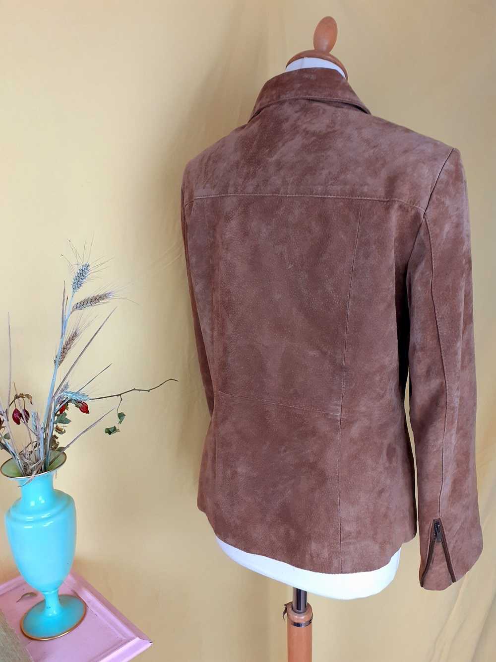 Suede jacket - Zipped jacket in natural-colored s… - image 6