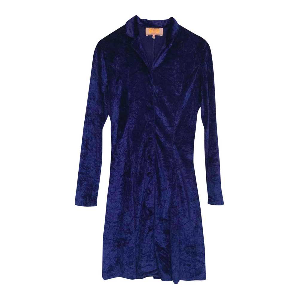 Mini robe en velours - Robe en velours bleue nuit - image 1
