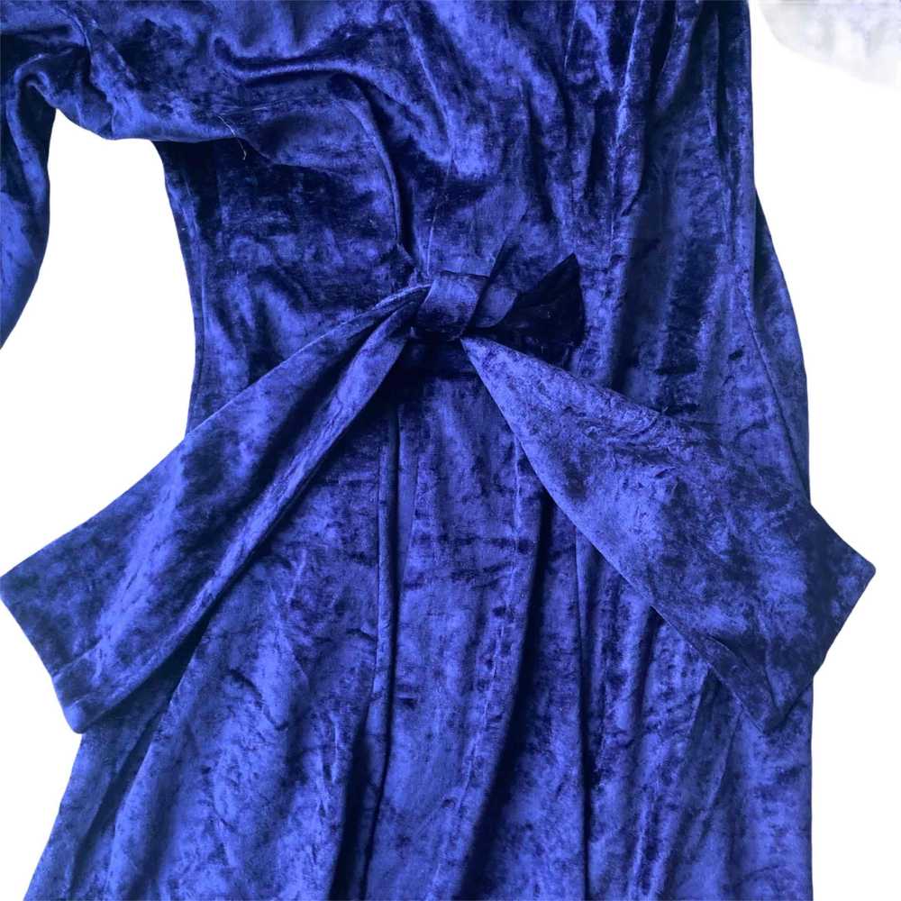 Mini robe en velours - Robe en velours bleue nuit - image 3