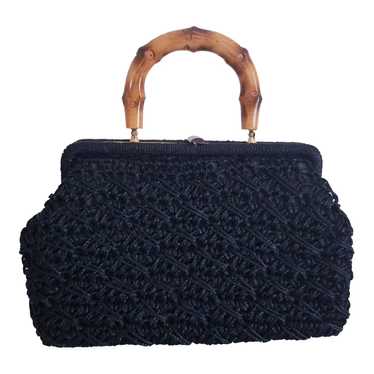 Crochet bag - Black, rigid, crochet handbag from t