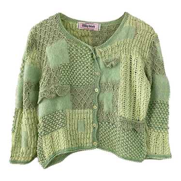 Rosesand - Bell Sleeve Crochet Knit Ruffled-Trim Cardigan