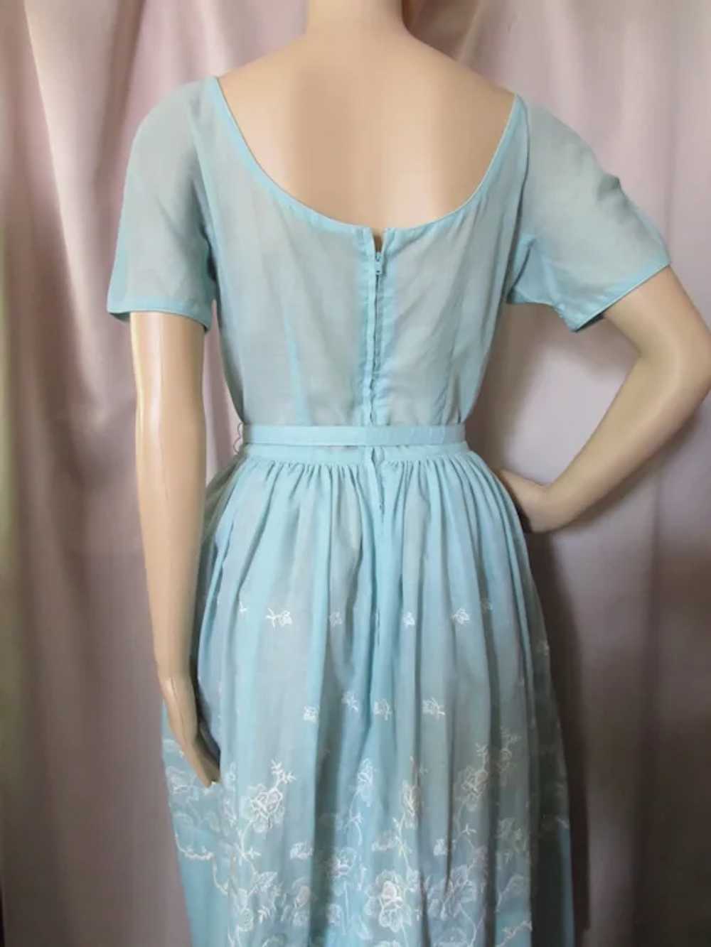 SALE Sweet 1950 1960 Era Day Dress Robin Egg Blue… - image 5