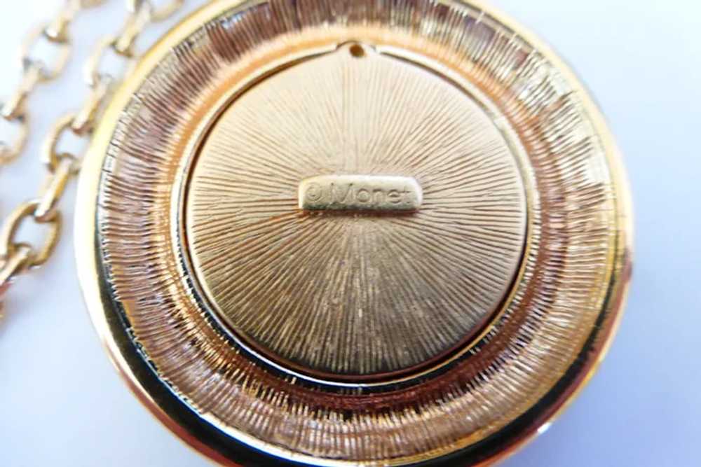 Monet Pendant Necklace Roman Bust Gold Tone Coin … - image 5