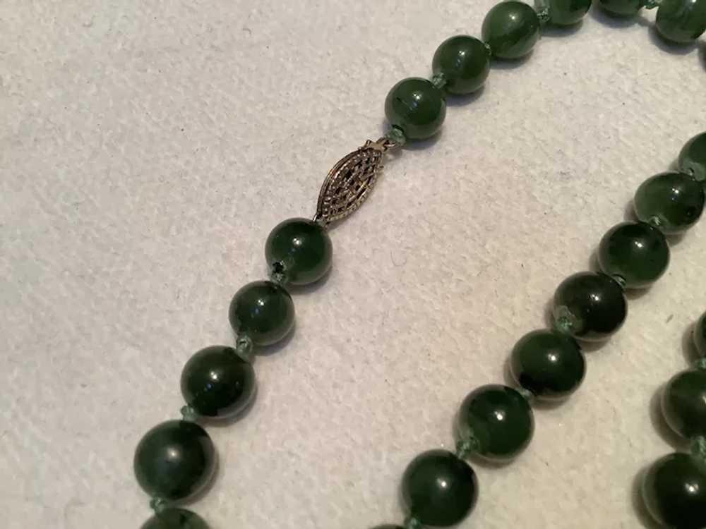 Green Jade Hand Knotted Bead Necklace with Goldto… - image 4