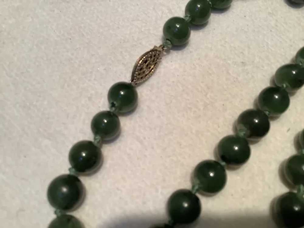 Green Jade Hand Knotted Bead Necklace with Goldto… - image 5