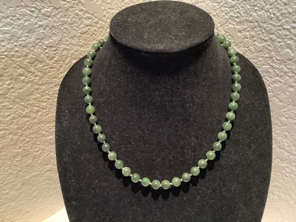 Green Jade Hand Knotted Bead Necklace with Goldto… - image 6