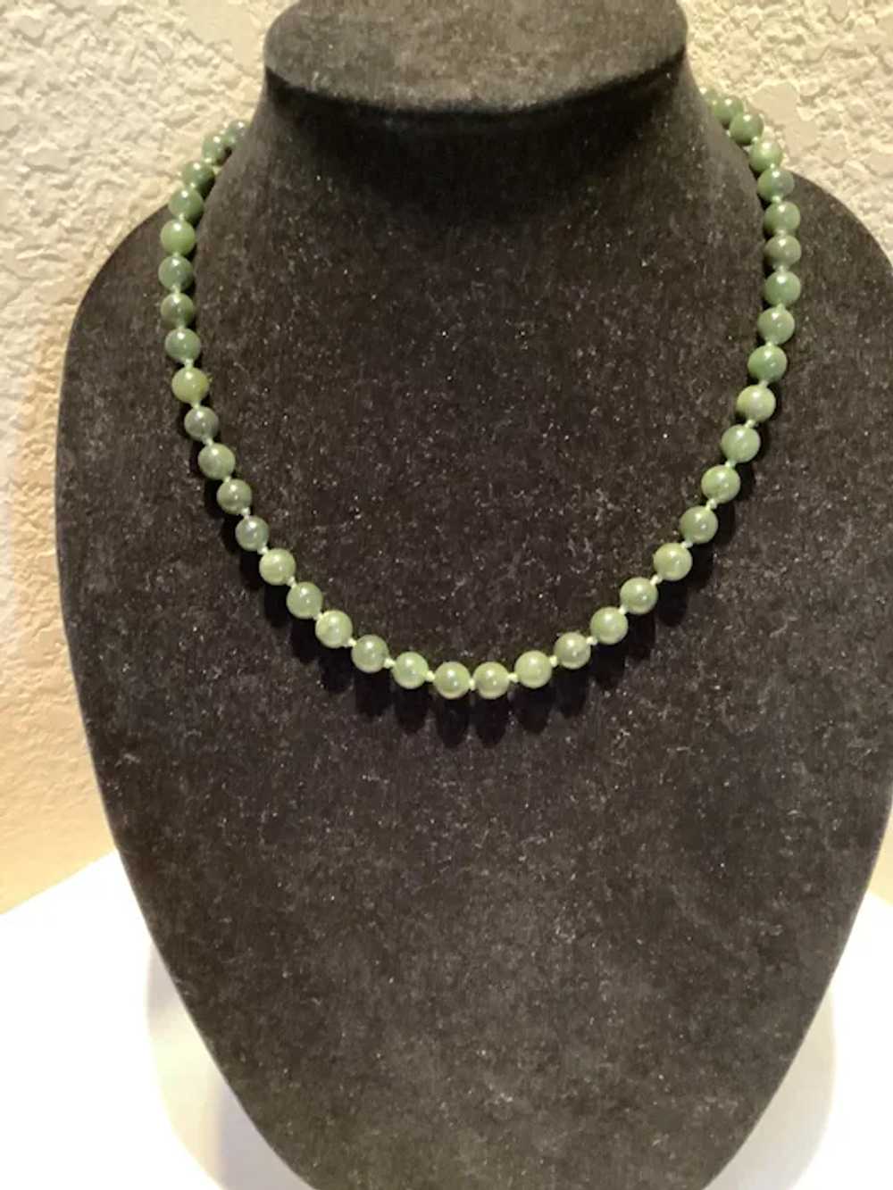 Green Jade Hand Knotted Bead Necklace with Goldto… - image 7