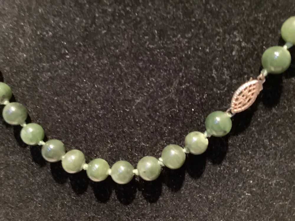 Green Jade Hand Knotted Bead Necklace with Goldto… - image 8