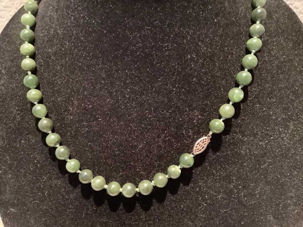 Green Jade Hand Knotted Bead Necklace with Goldto… - image 9